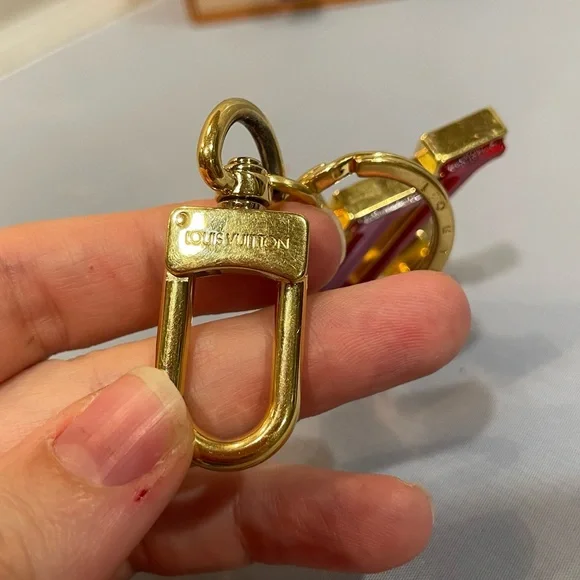 Used Louis Vuitton Logo Glass Initials Keychain Bag Charm Full Inclusion Auth!! - Picture 3 of 12
